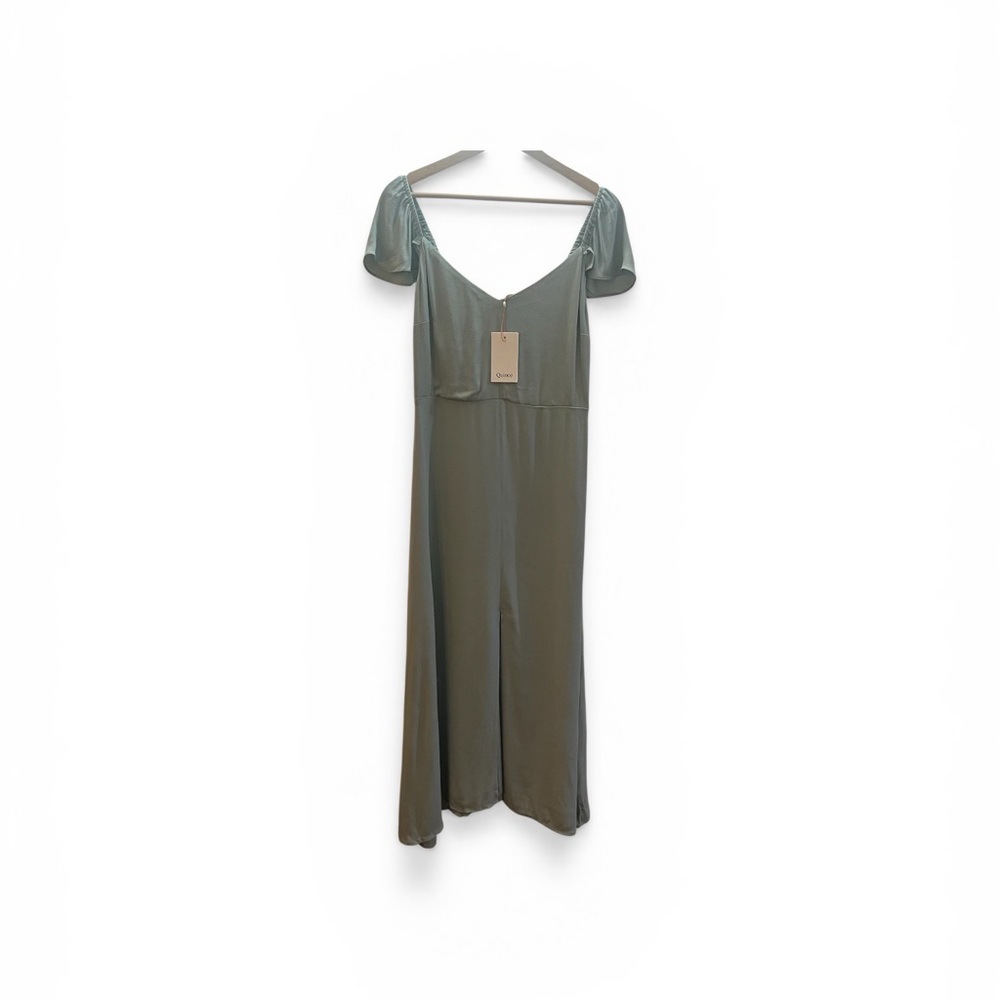 Quince Sage Green Midi Dress NWT Flutter Sleeve Empire Waist Size M